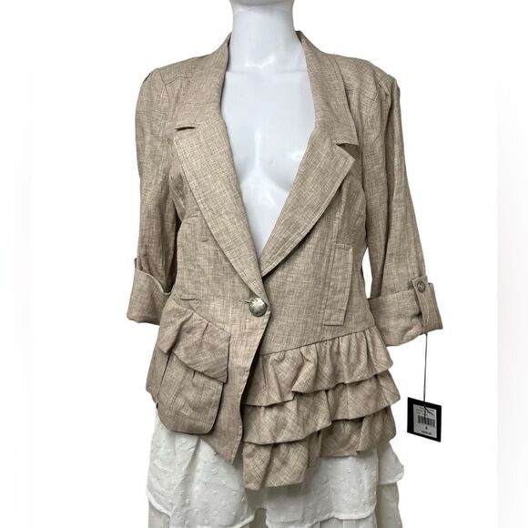 Nanette Lepore Rescue Me Jacket Blazer Khaki Size 8 - Picture 1 of 3